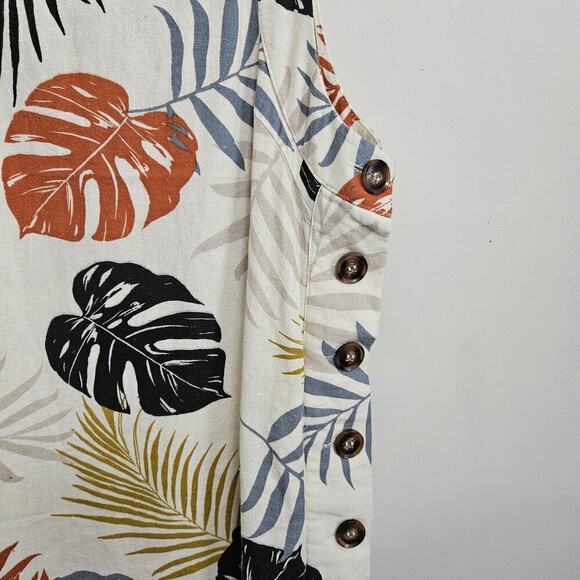 FATE Never Forget dress S linen blend Cut Out Back Lined Pockets Button Accents - Picture 3 of 11